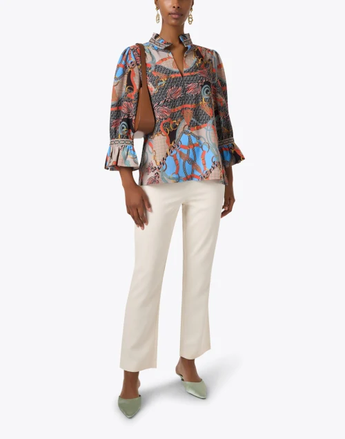 Beige Multi Print Tunic Top