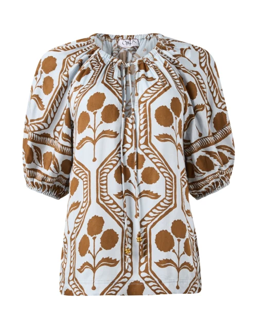 Isla Blue and Brown Print Blouse