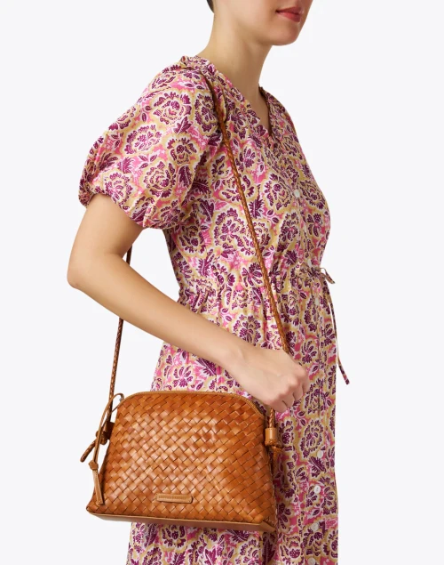 Mallory Brown Woven Leather Crossbody Bag