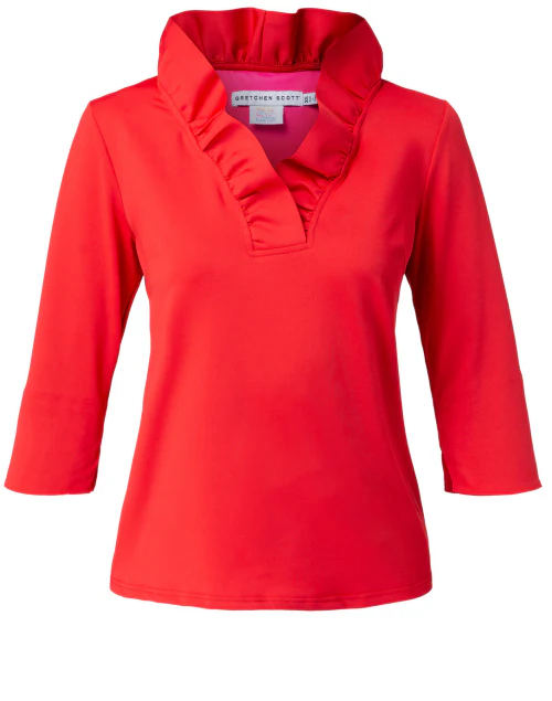 Red Ruffle Neck Top