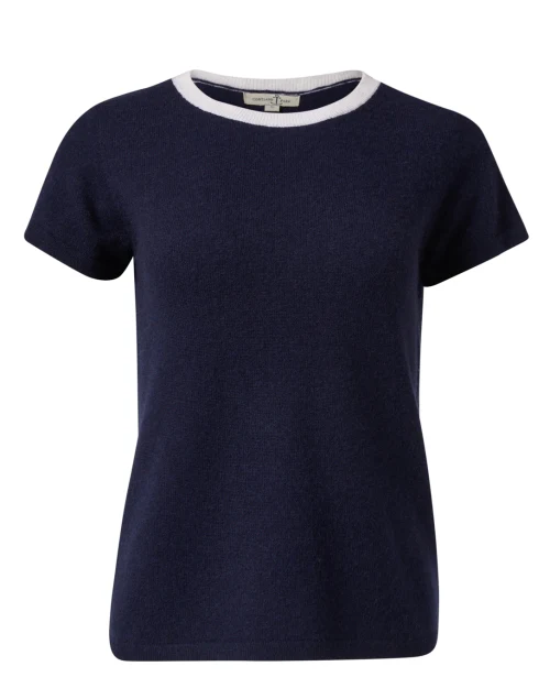 Navy Cashmere Ringer Top