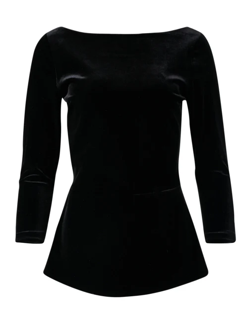 Pieranna Black Velvet Peplum Top