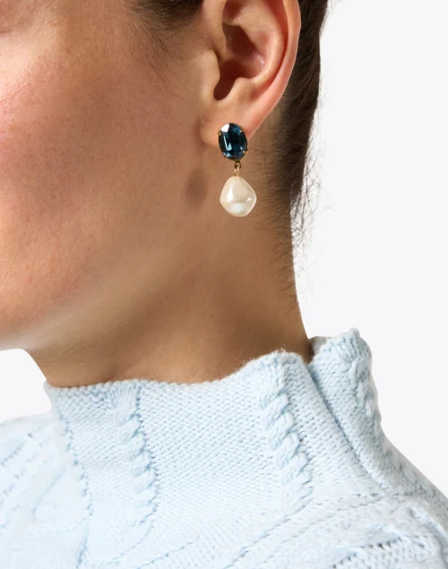 Tunis Sapphire Crystal and Pearl Drop Earrings
