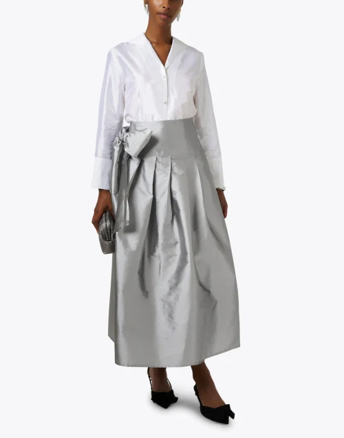 Silver Taffeta Wrap Skirt
