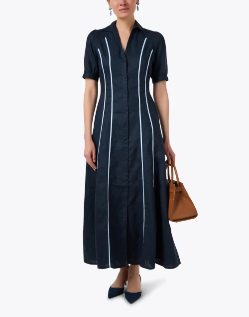 Navy Linen Shirt Dress