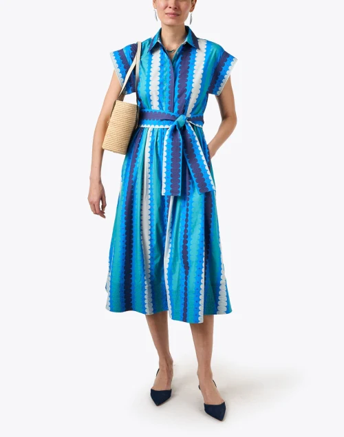Meko Blue Striped Shirt Dress