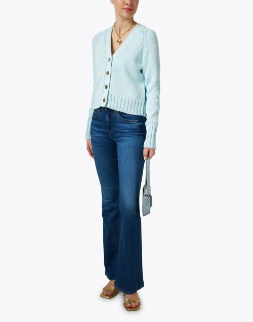 Aqua Blue Cotton Blend Cardigan