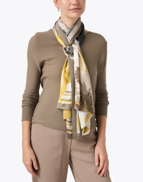Taupe Floral Print Scarf