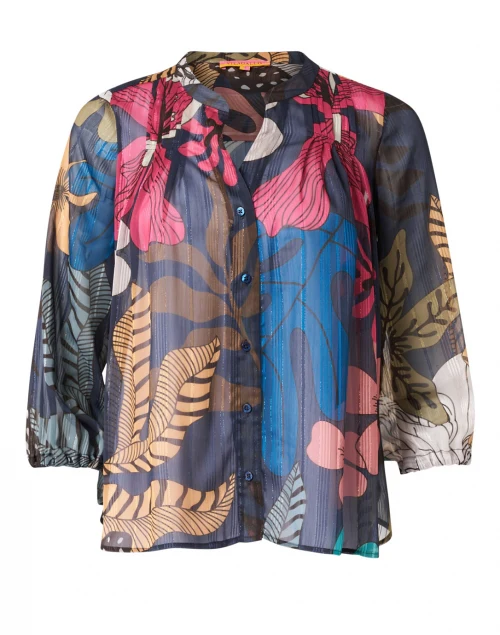 Drew Metallic Leaf Print Top