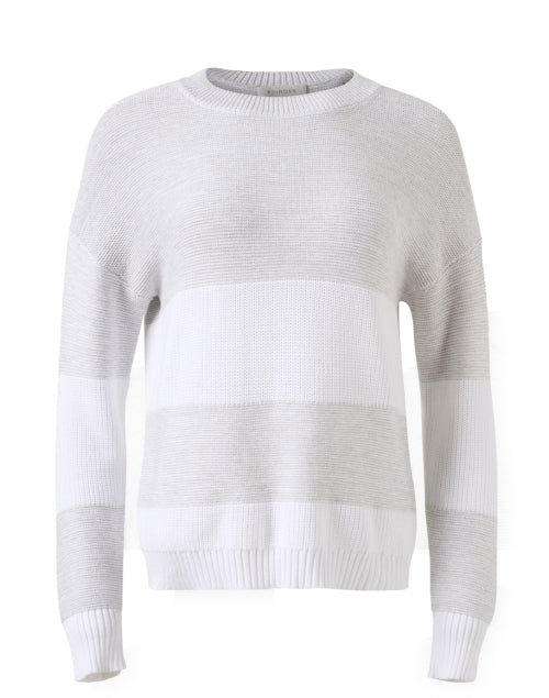 White Lurex Striped Sweater