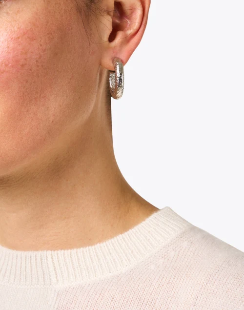 Silver Hammered Hoop Earrings