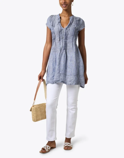Regina Blue Chambray Linen Tunic