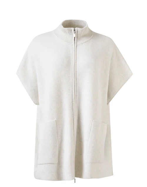 Light Grey Wool Cashmere Zip Poncho
