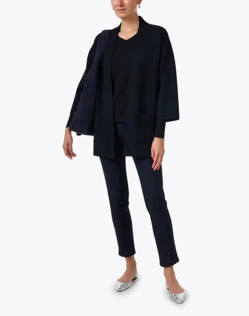 Navy and Black Pull On Ankle Pant