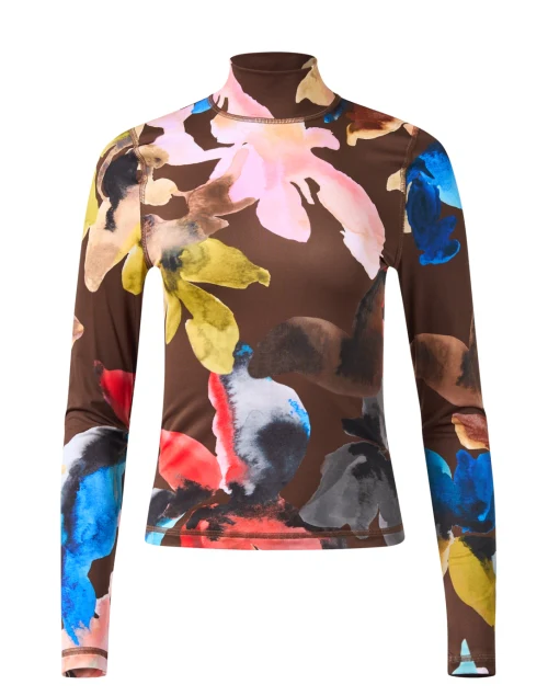 Brown Print Jersey Top