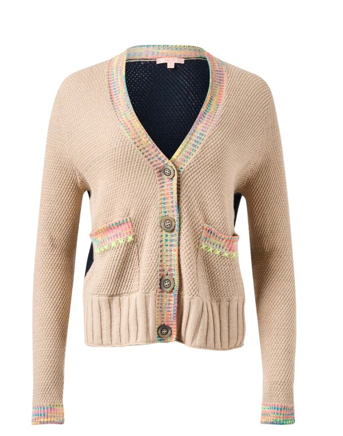 Beige and Navy Multi Stitch Cardigan