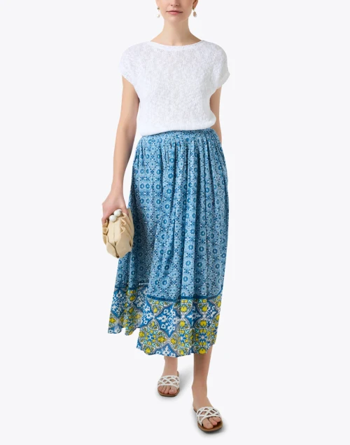 Canberra Blue Tile Print Skirt