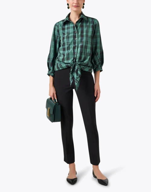 Black Crepe Front Zip Pant