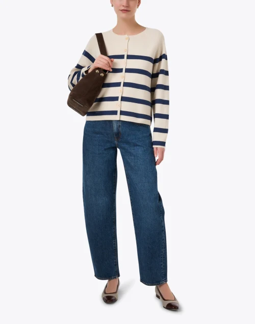 Ivory Striped Cotton Cardigan