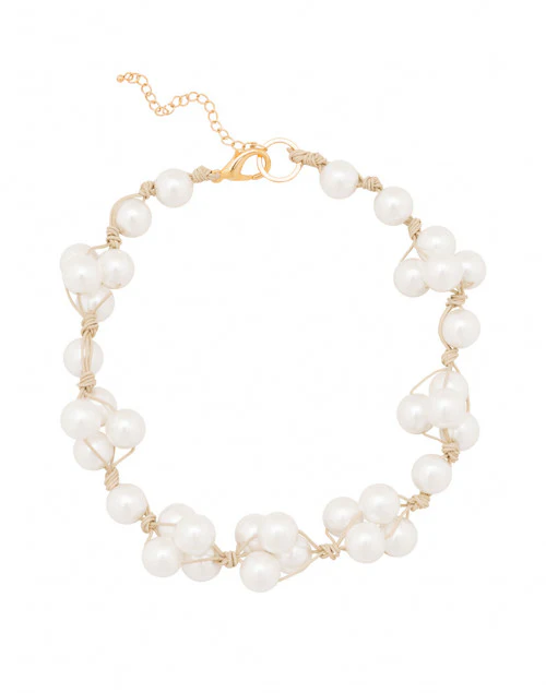 White Pearl Woven Necklace