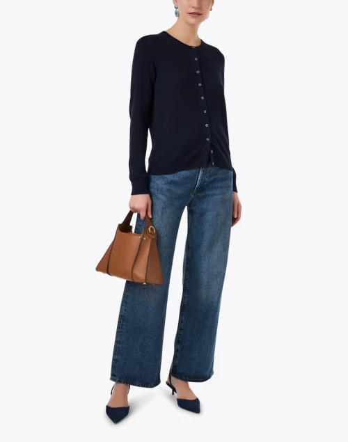 Navy Cotton Blend Cardigan