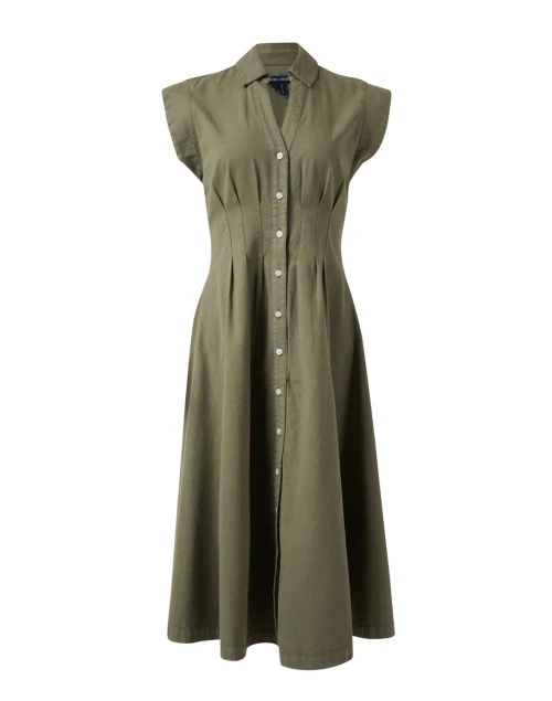Ruben Army Green Cotton Shirt Dress