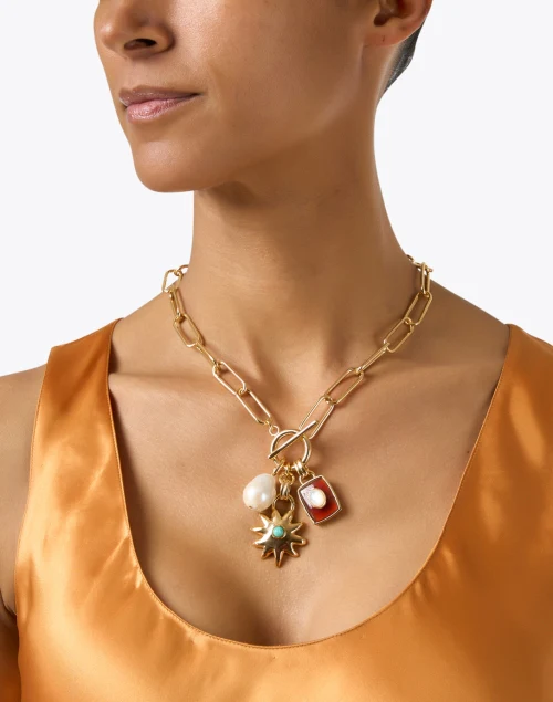 Helios Gold Charm Necklace