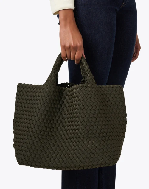 St. Barths Medium Olive Green Woven Handbag
