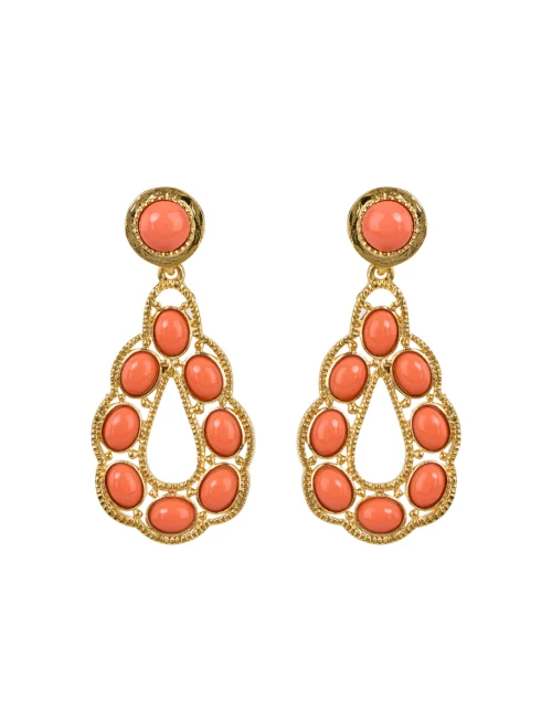 Gold and Coral Teardrop Earrings