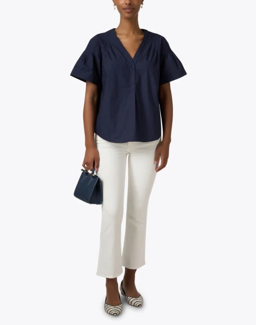 Ambre Navy Cotton Blouse