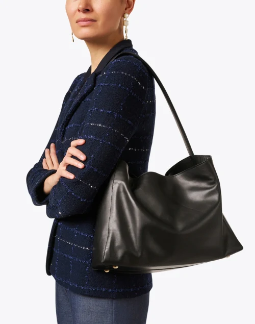 Leonore Black Leather Shoulder Bag