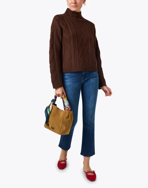 Brown Cable Knit Wool Sweater