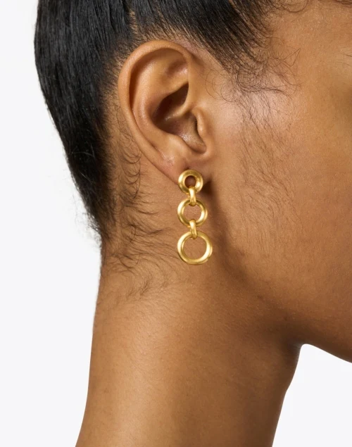Gold Linear Triple Drop Earrings