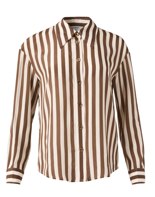 Blythe Brown Striped Satin Blouse