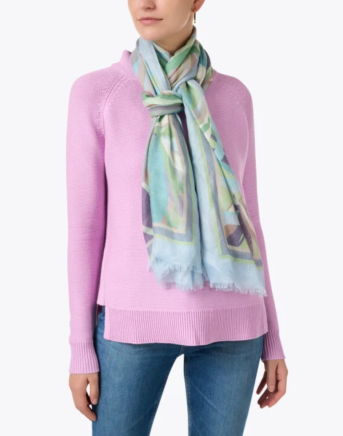 Pastel Palm Multi Print Silk Cashmere Scarf