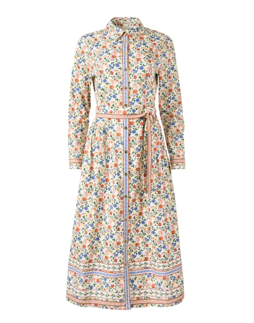 Kaitlyn Ivory Multi Floral Print Shirt Dress