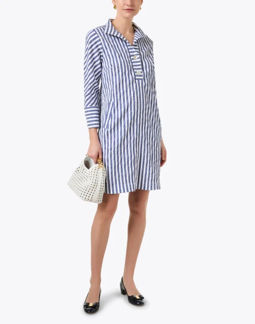 Indigo and White Striped Dress