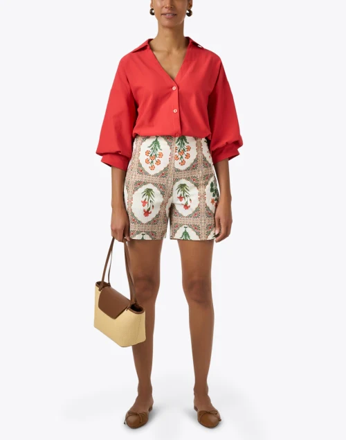 Sandra Floral Print Seersucker Shorts