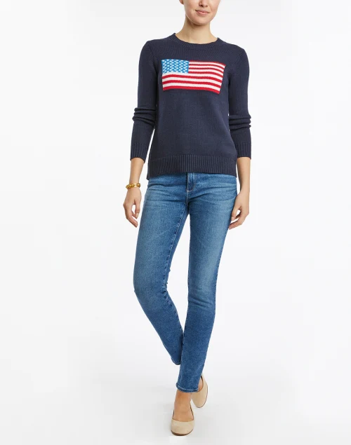 Navy American Flag Cotton Intarsia Sweater