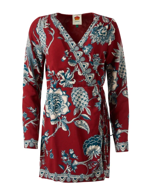 Red Print Wrap Dress
