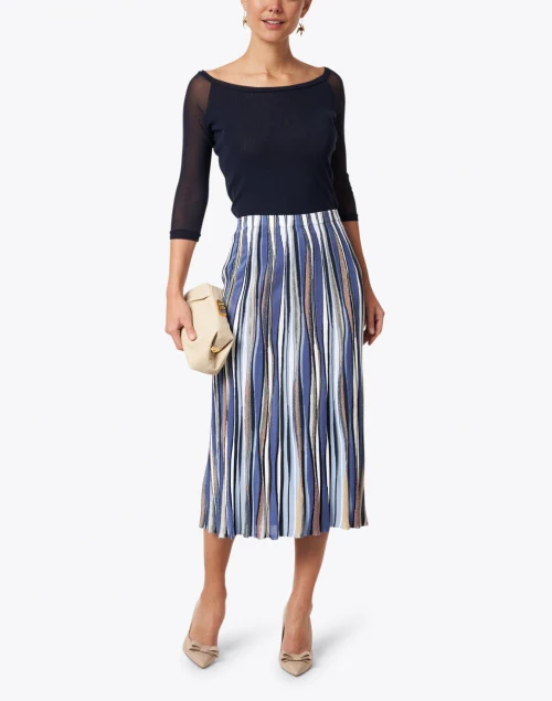 Blue Tuille Boat Neck Tee