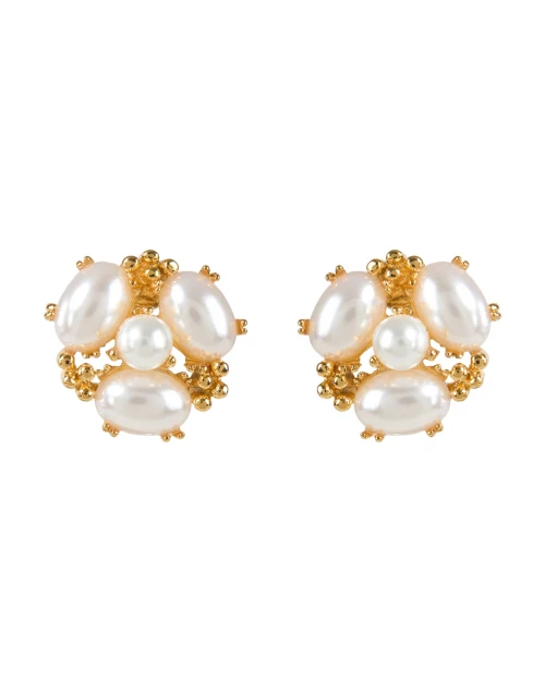 Pearl and Gold Cluster Earrings
