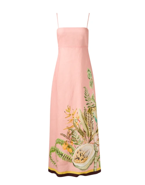 Pink Print Linen Dress