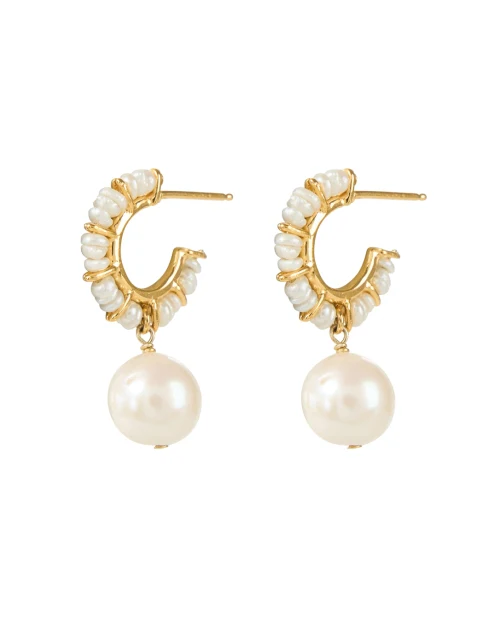 Gold and Pearl Hoop Earrings