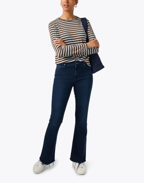 Brown and Blue Striped Top