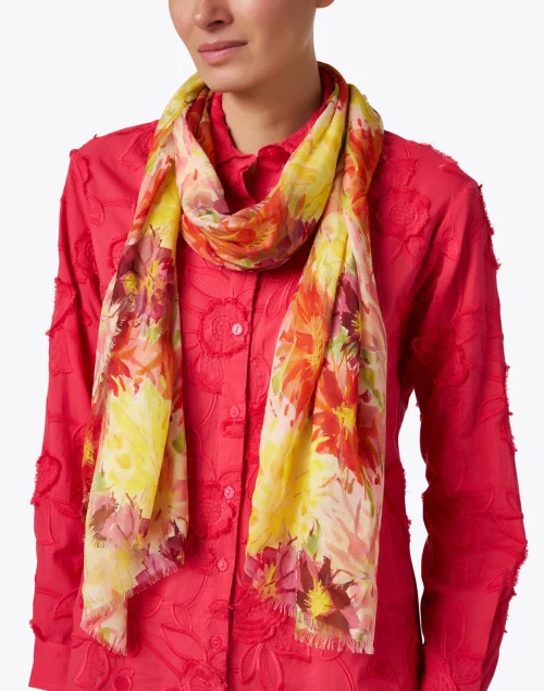 Zinnia Red Floral Printed Scarf
