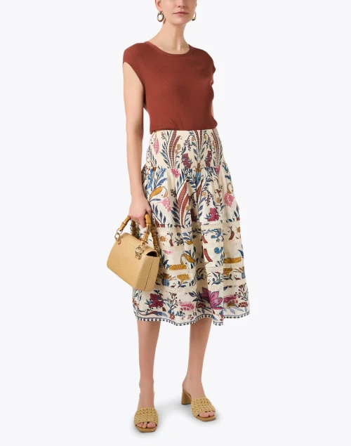 Cream Multi Print Skirt