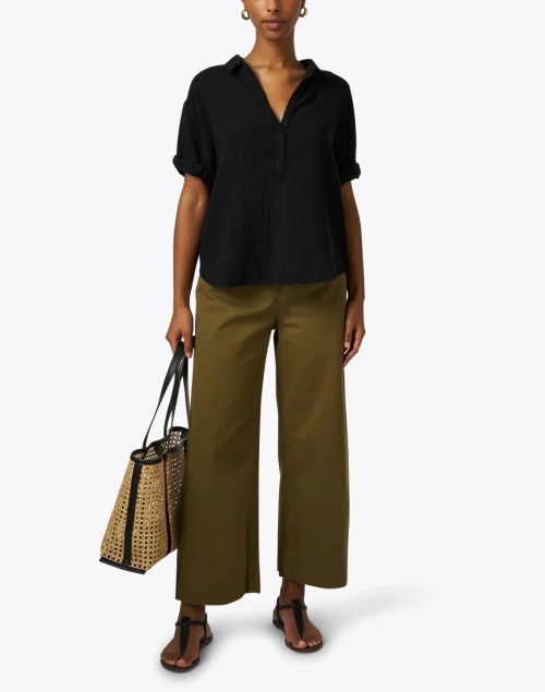 Cruz Black Cotton Gauze Top