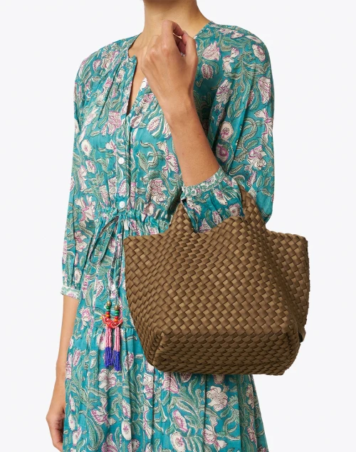 St. Barths Small Solid Mink Brown Woven Handbag