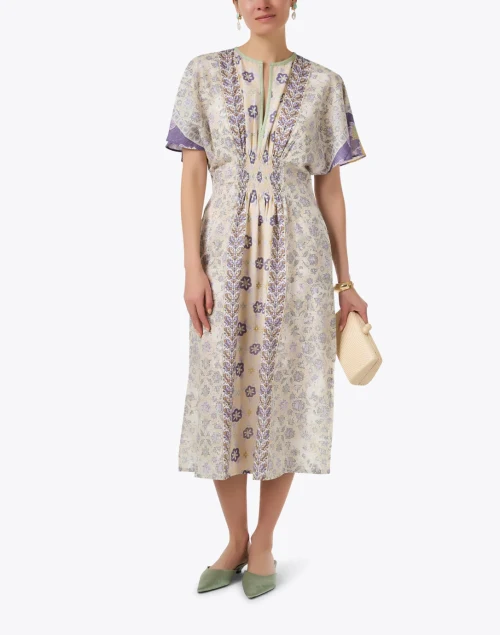 Naama Purple and Yellow Floral Print Dress